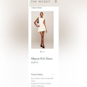 NWT Reformation Women's M Mayve Knit Dress White Fior Di Latte NEW size M